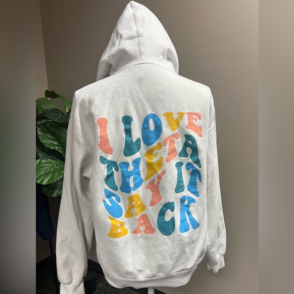 Theta Sorority Hoodie. Heavy cotton. Size L
